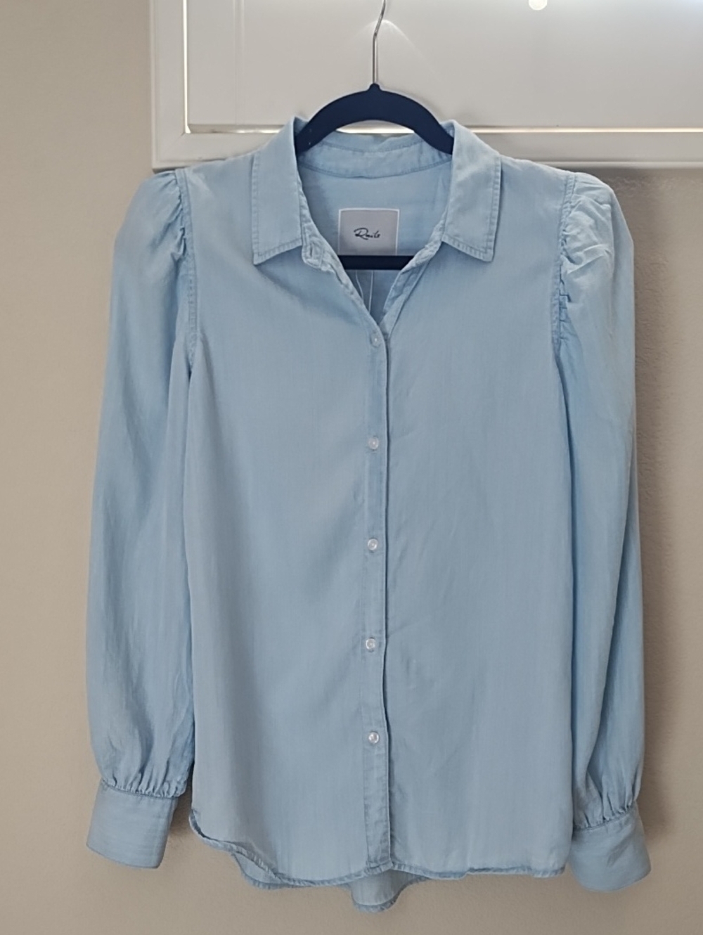 Rails Angelica Light Vintage Pale Blue Long-Sleeve Button-Down Blouse Womens Sm.